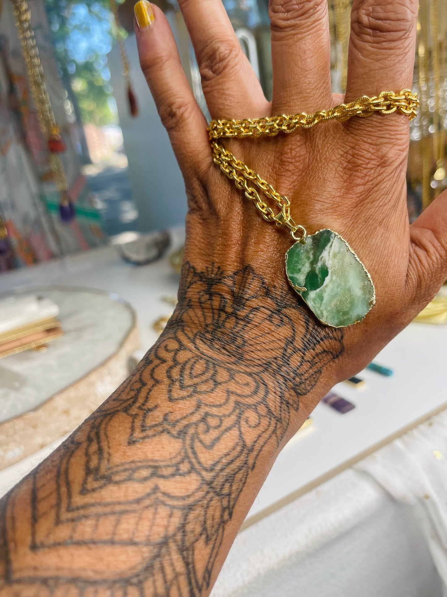 Heart Chakra Chrysoprase Crystal  Soul Chain Necklace