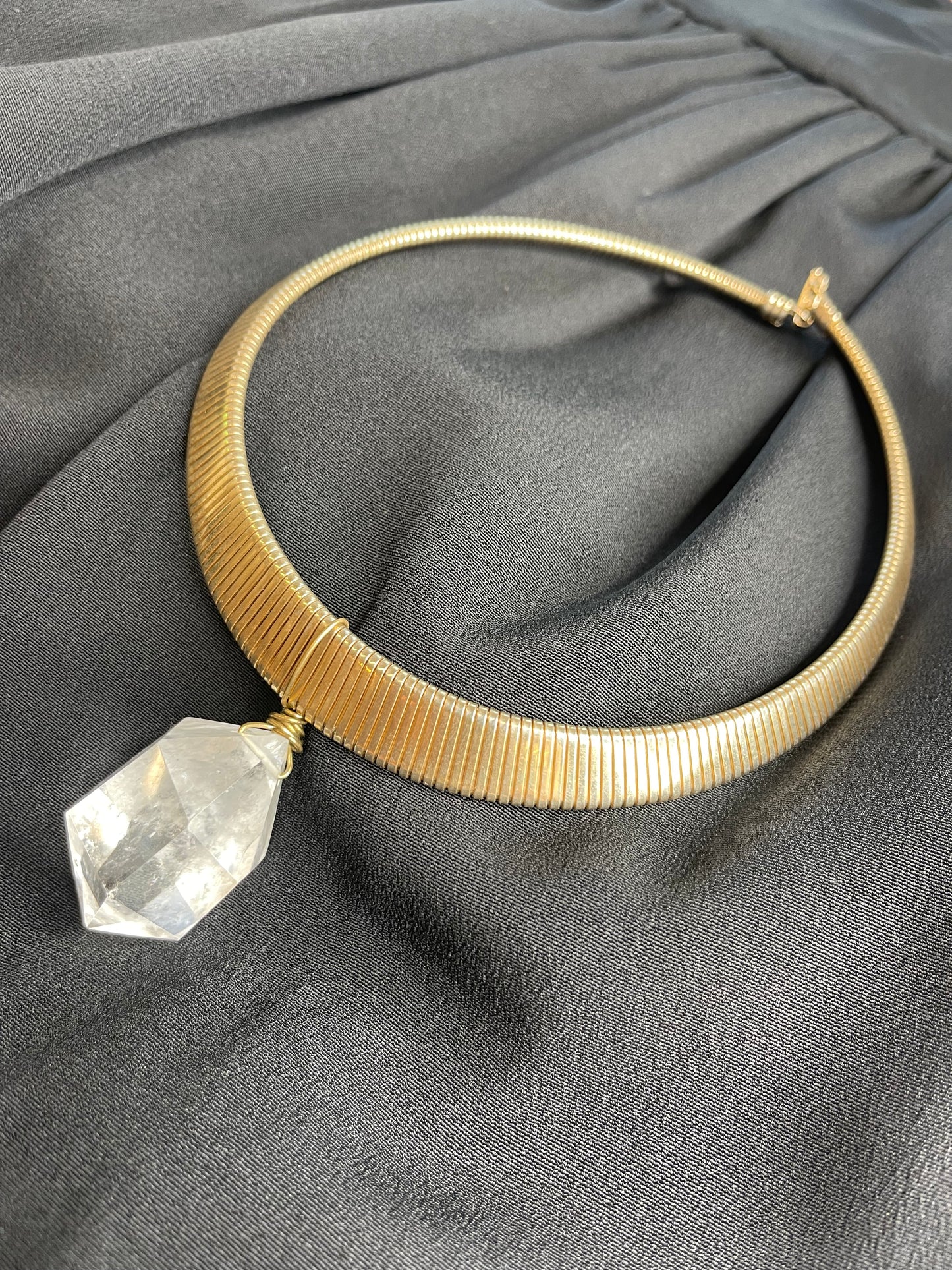 Modern Futurism Lux Gem Cut Clear Quartz Crystal Soul  Chain