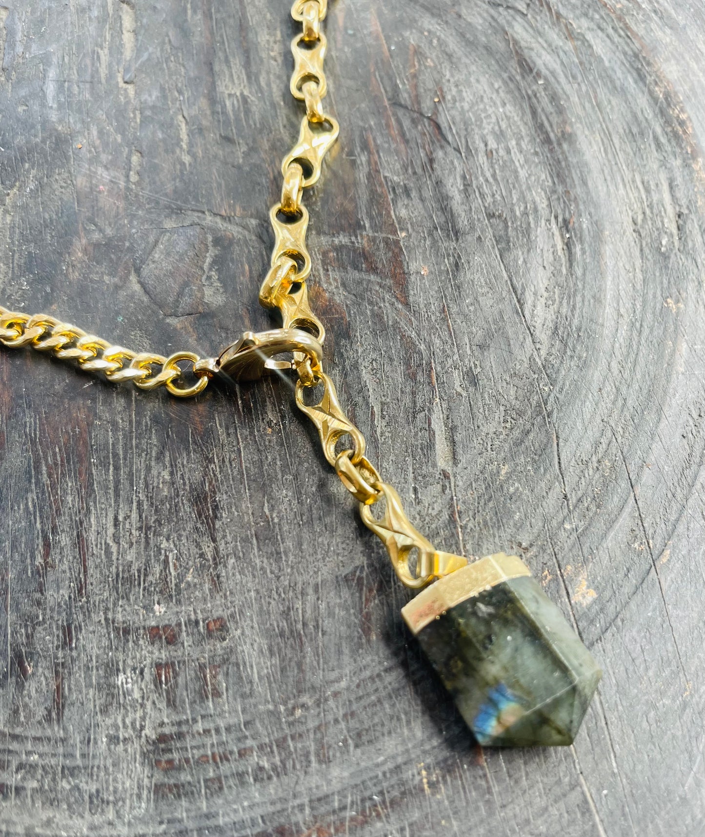 Upper Chakra Flashy Soul Chain with Labradorite  Crystal