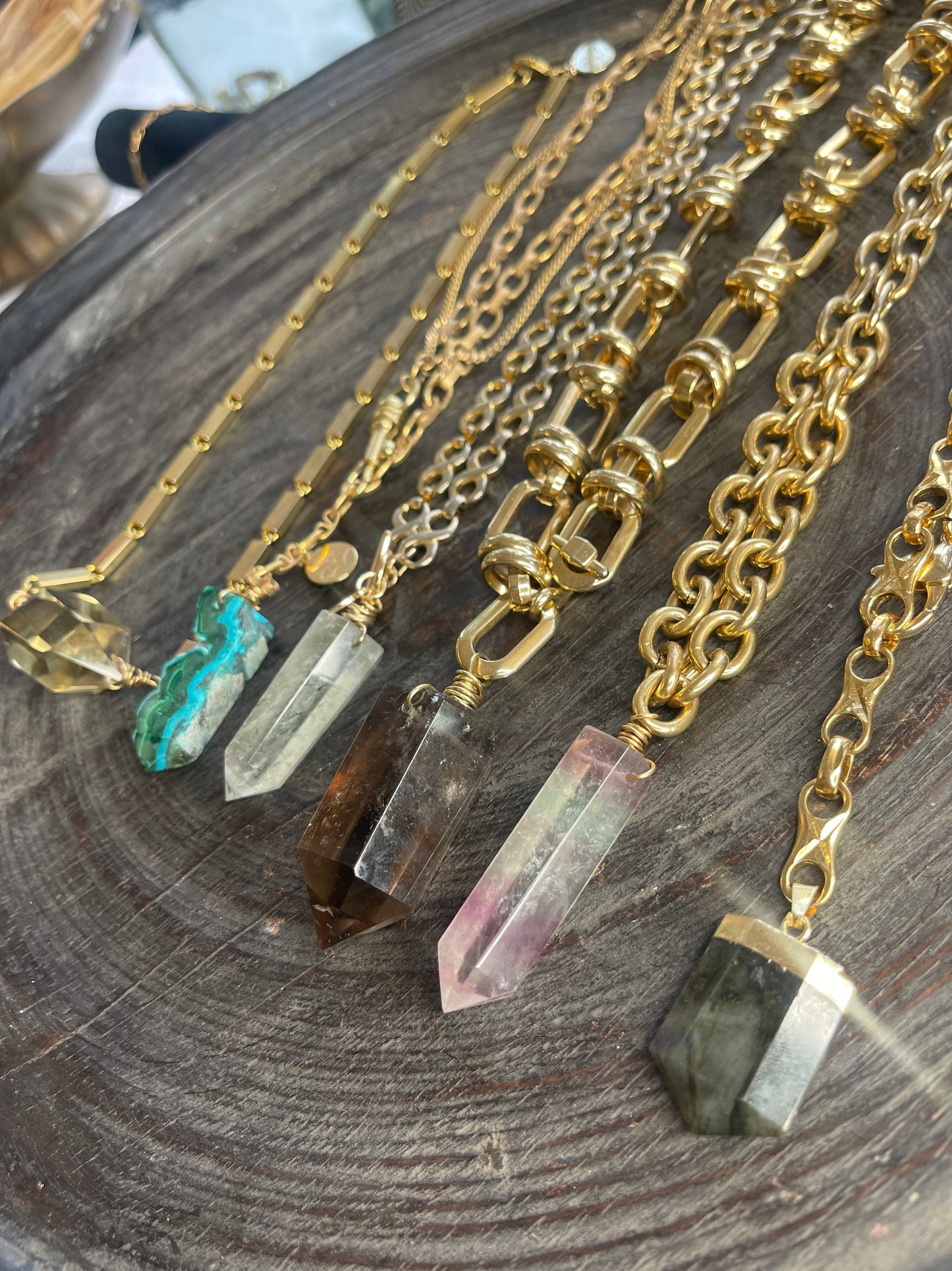 Upper Chakra Flashy Soul Chain with Labradorite  Crystal