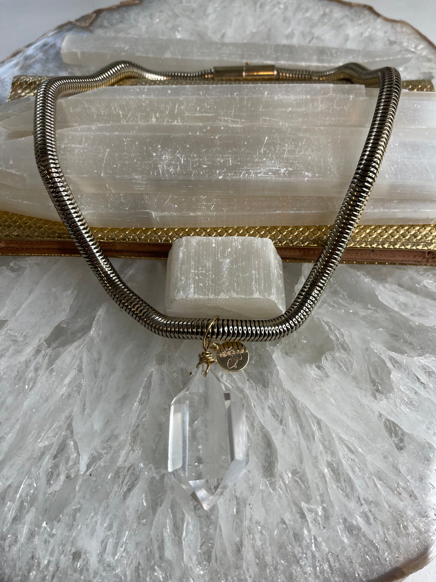 Lux Gem Cut Clear Quartz Crystal Soul  Chain