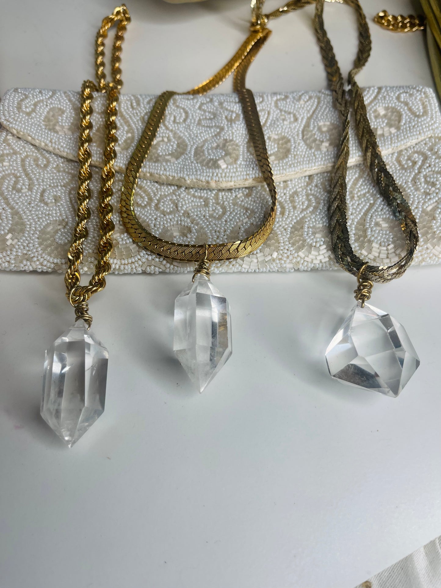 Lux Gem Cut Clear Quartz Crystal Soul  Chain