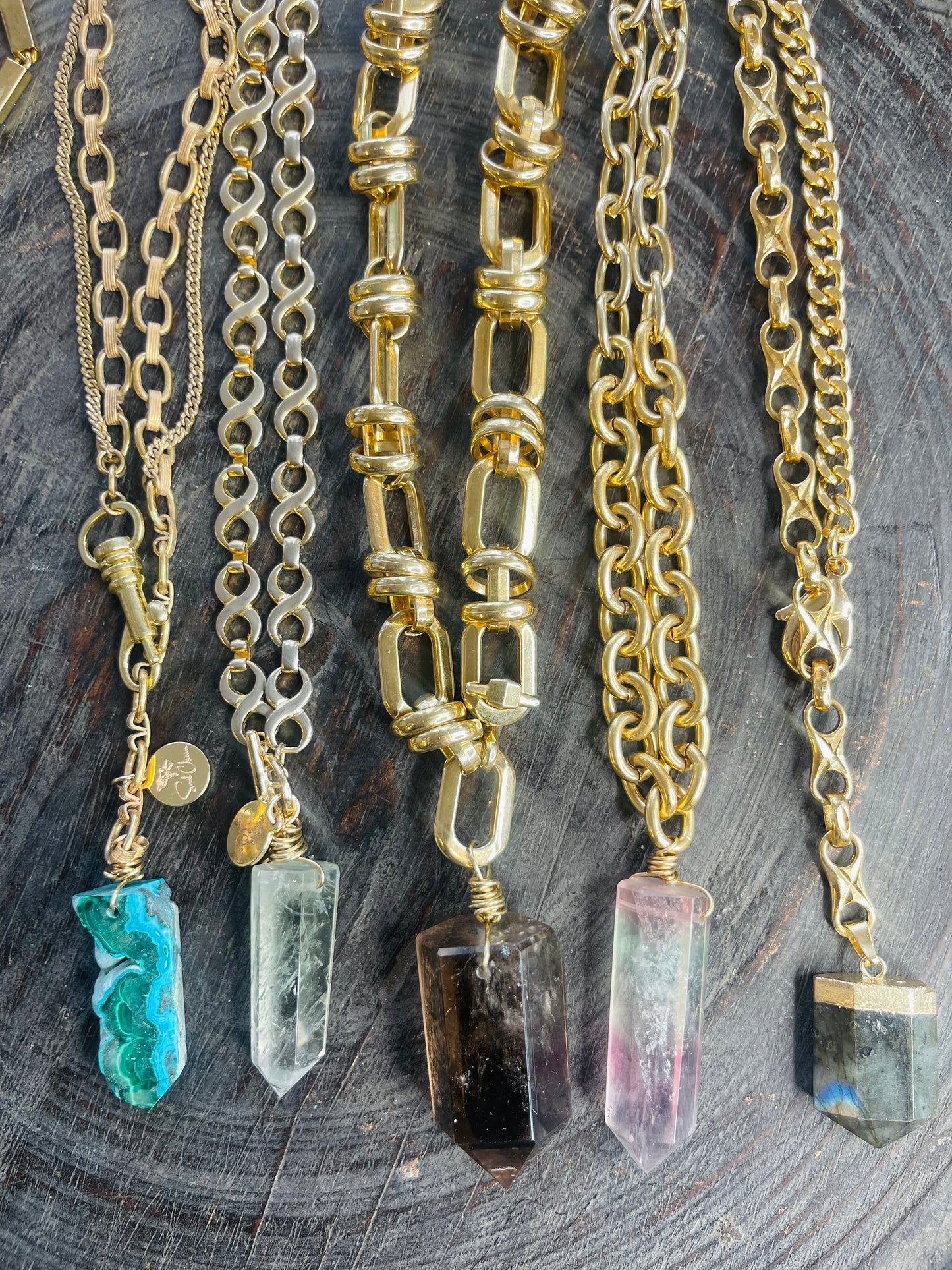 Upper Chakra Flashy Soul Chain with Labradorite  Crystal