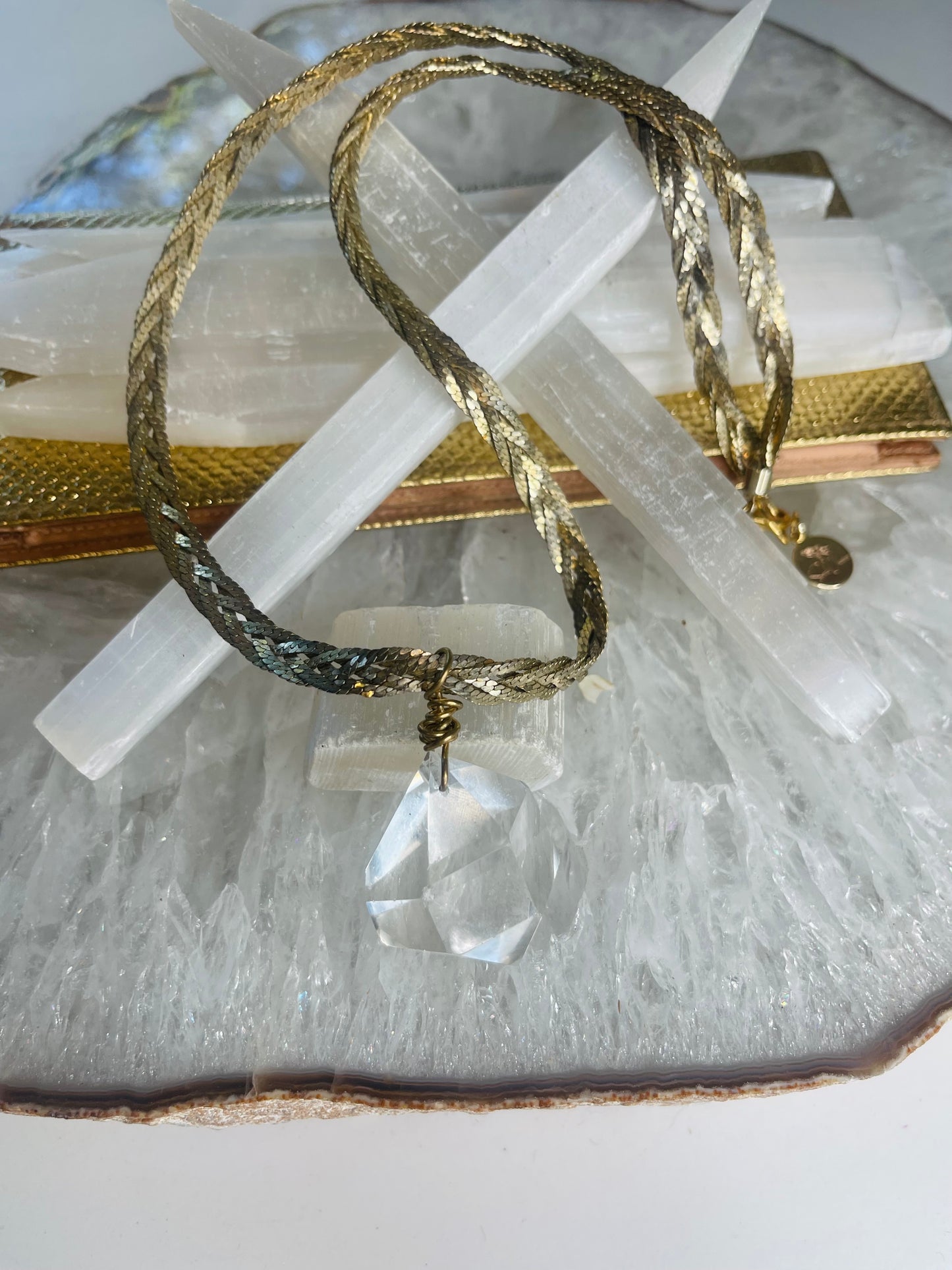 Lux Gem Cut Clear Quartz Crystal Soul  Chain