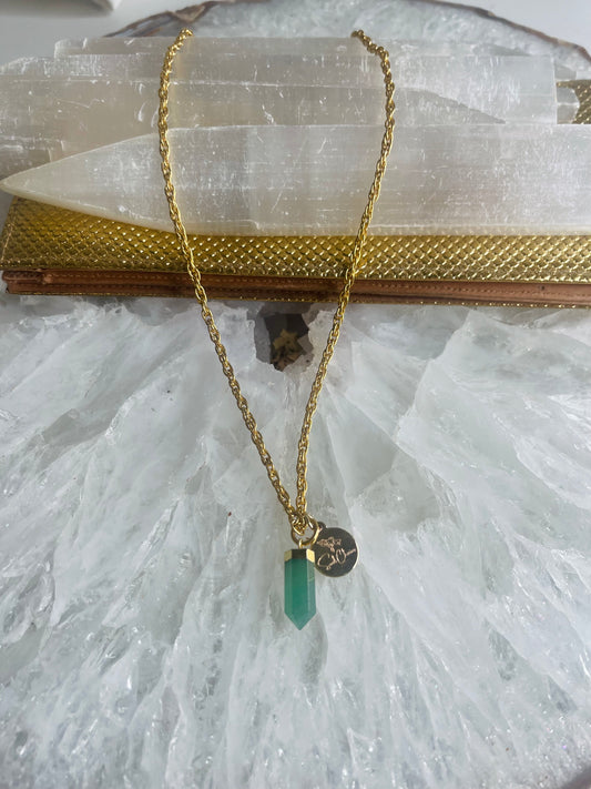 Dainty Baby Soul Chain Aventurine Vintage Gold Plated Soul Chain