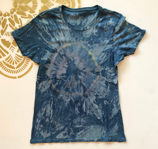 Shibori Tee(tumeric & indigo dyed) Women’s Large - Ola Wyola